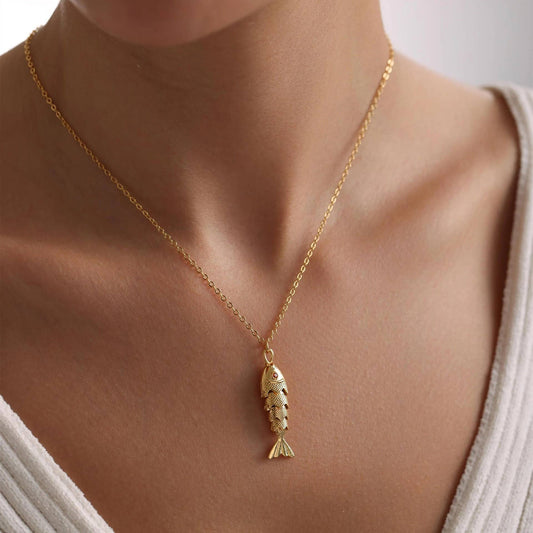 18K Gold Stainless Steel Fish Necklace