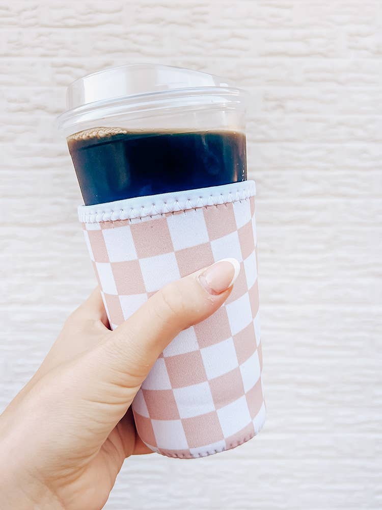 Tan Checkered Drink Sleeve