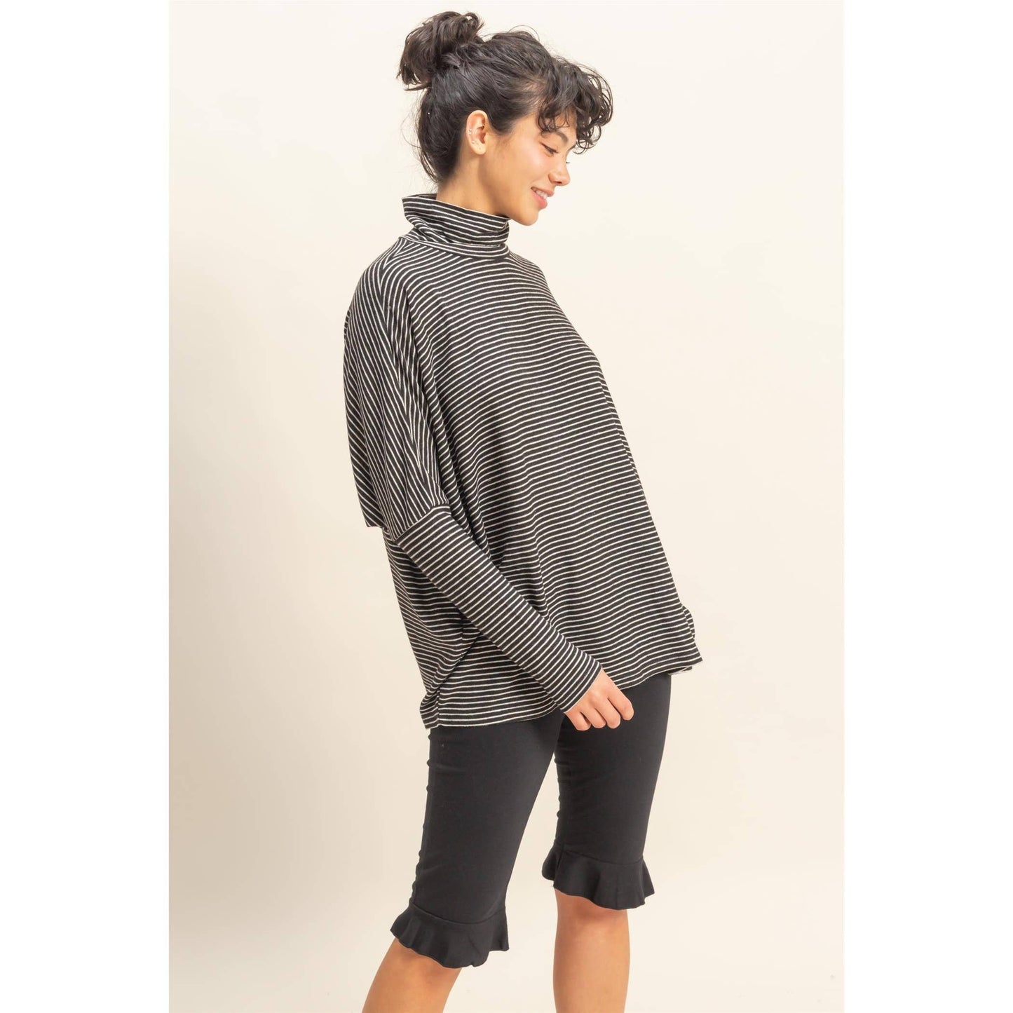 Striped Turtleneck Dolman-Sleeve Top | FINAL SALE