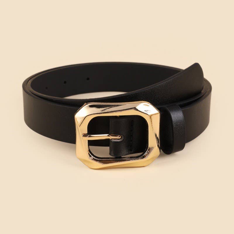 Textured Angled Rectangle Buckle Belt
