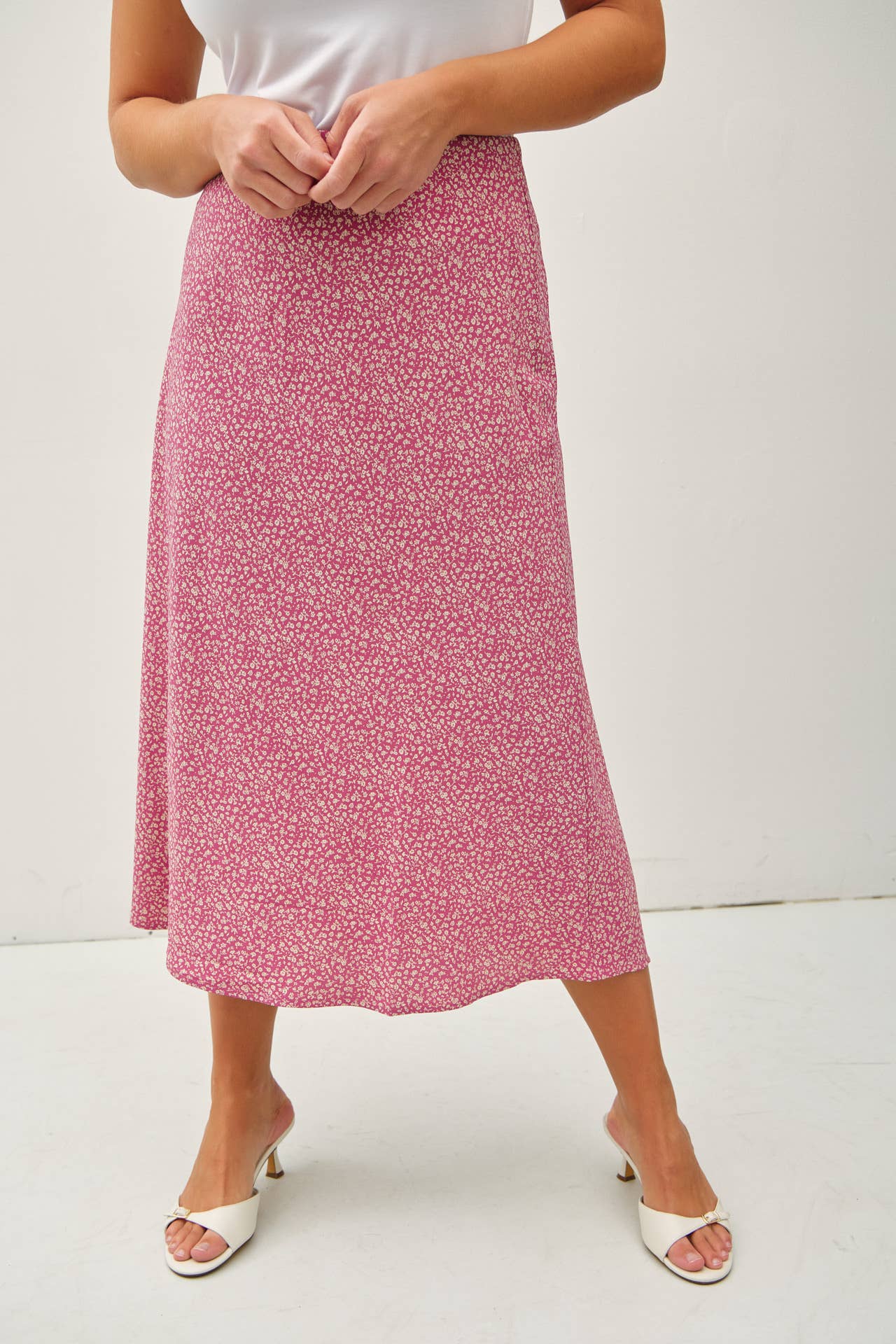 Plus Floral Midi Skirt