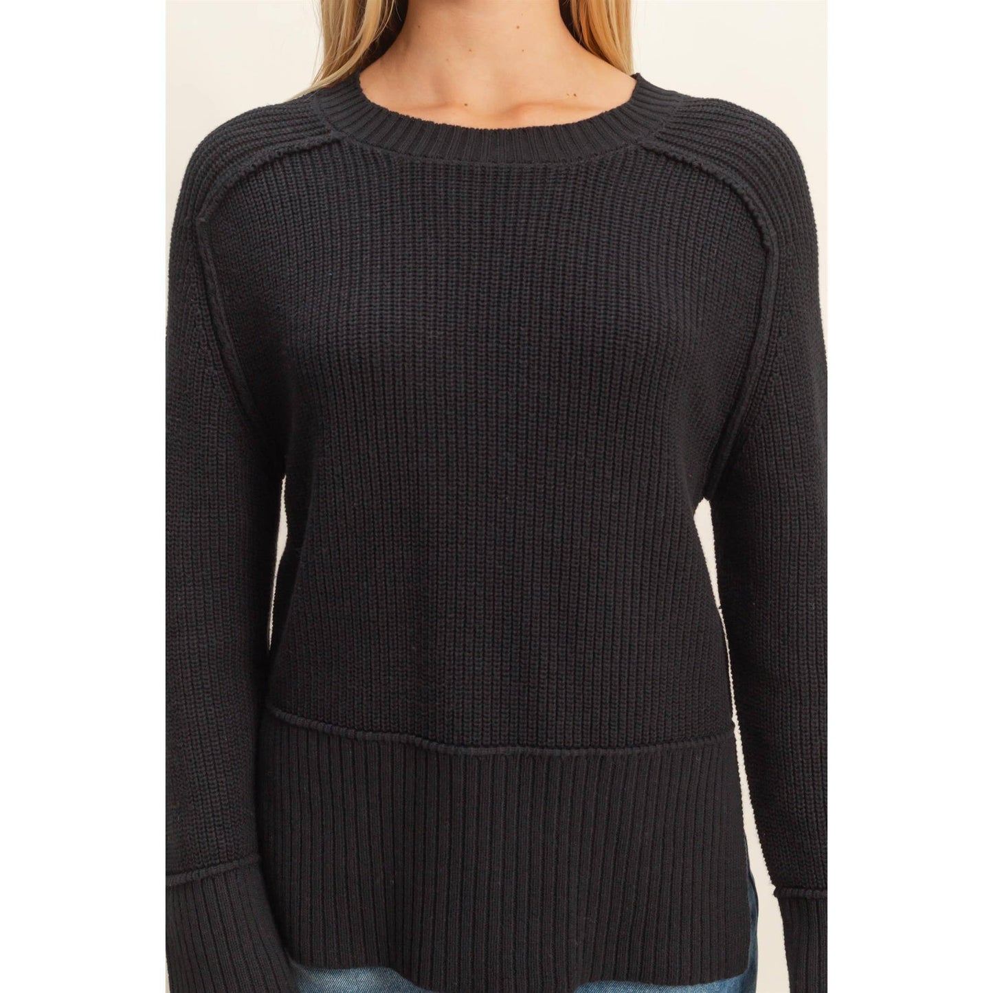 Raglan Ribbed Knit Sweater