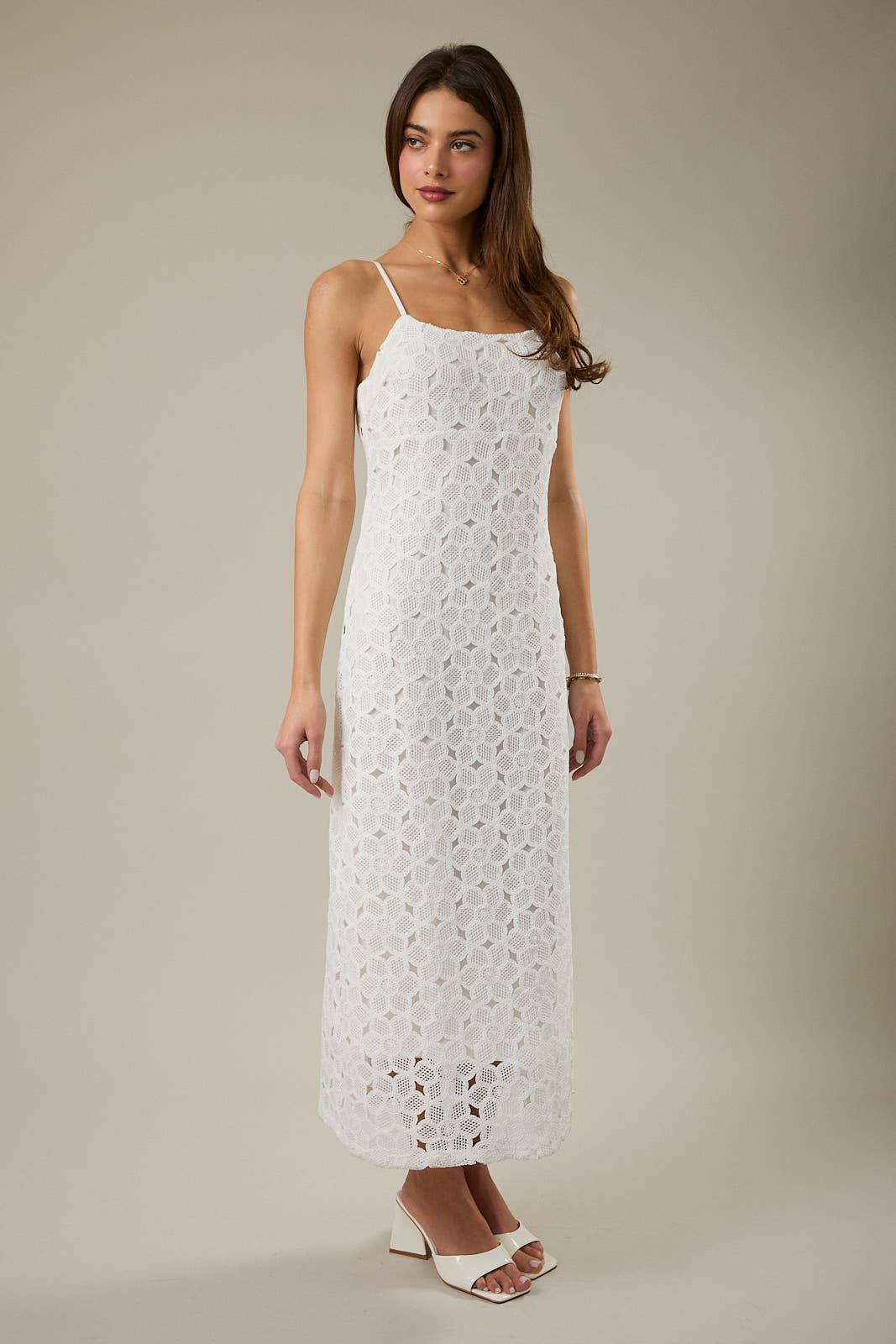 Fitted Lace Midi Dress