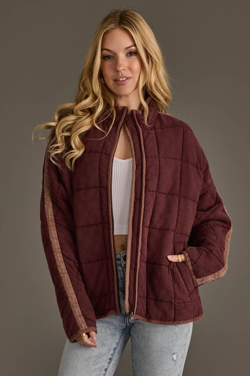 Burgundy Soft Quilted Jacket