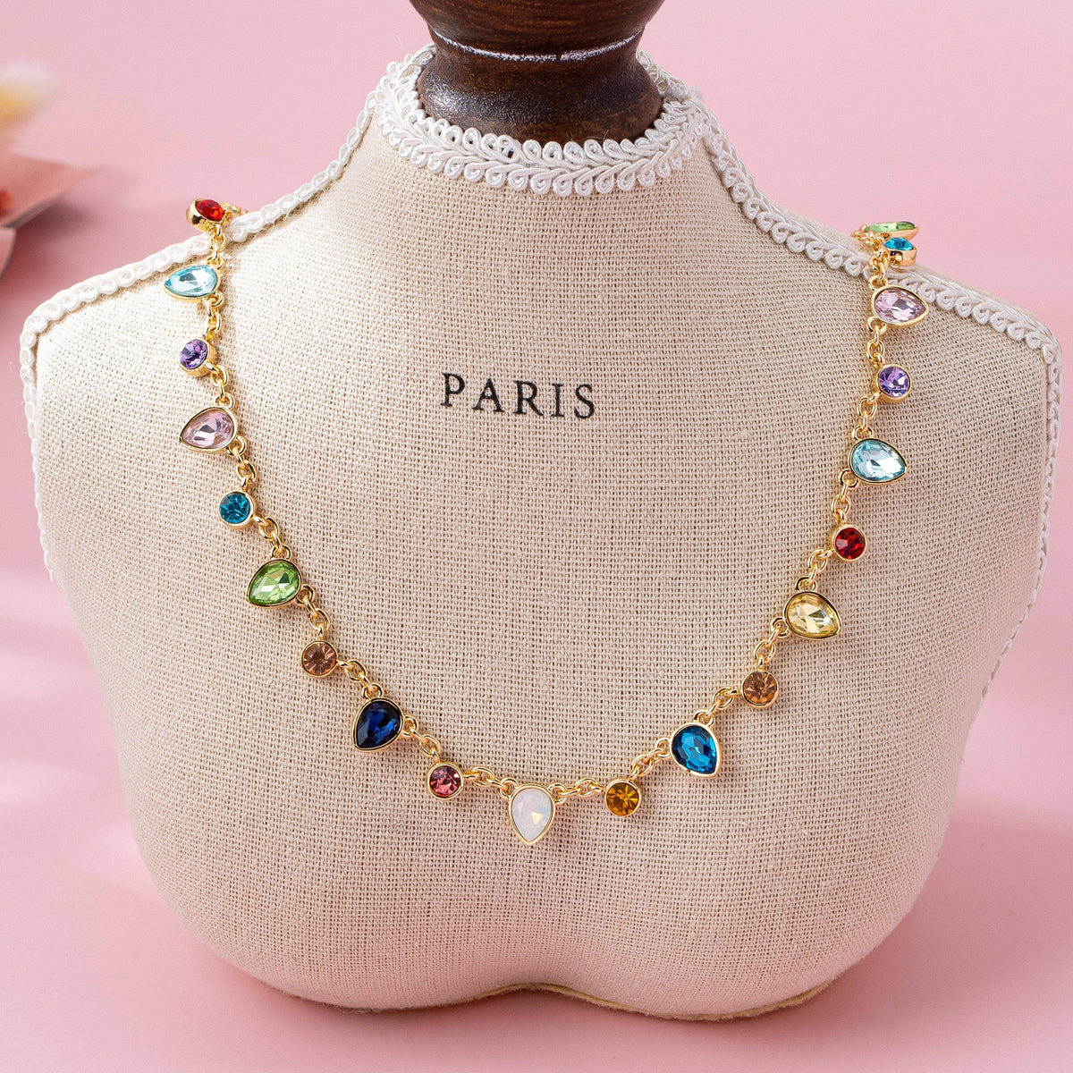 Rainbow Gleam Teardrop Necklace