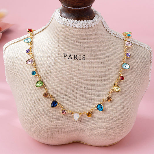 Rainbow Gleam Teardrop Necklace