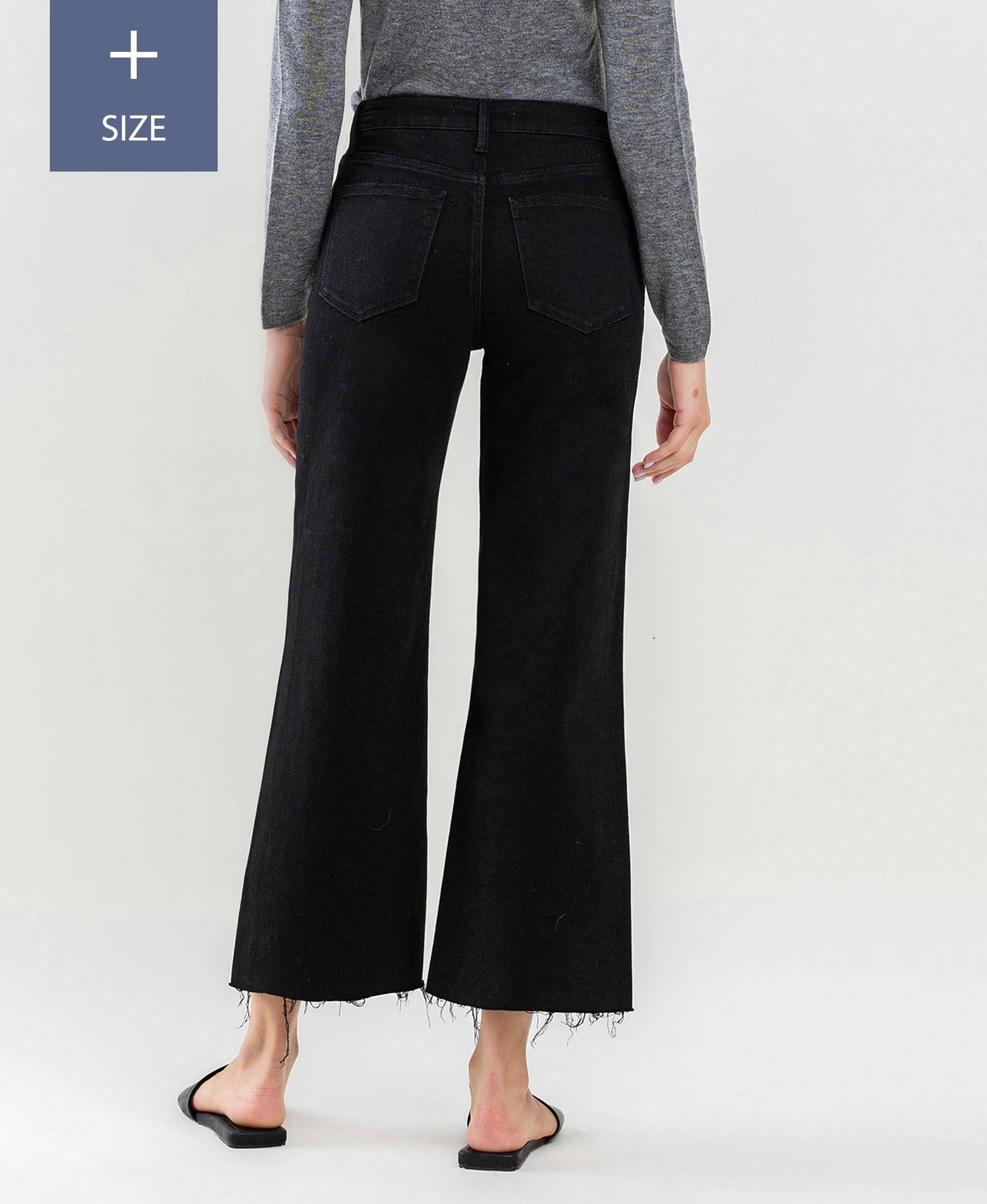 PLUS HIGH RISE RAW HEM CROP WIDE LEG JEANS | FINAL SALE