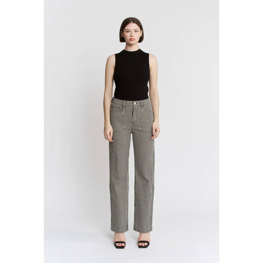 Loose Fit Straight Striped Jeans | MICA
