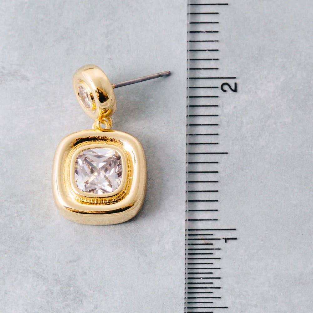 Golden Glow Cushion Drop Earrings