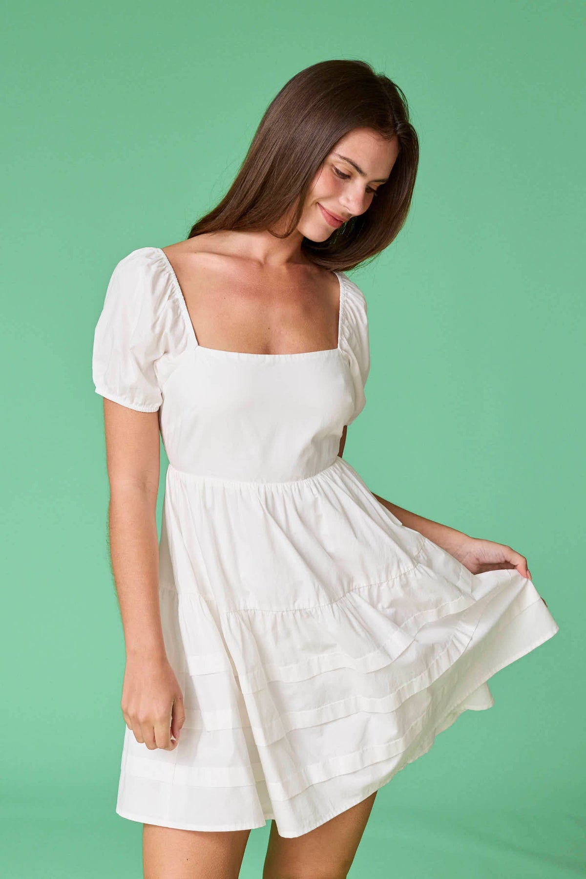 Puff Sleeves Mini Dress