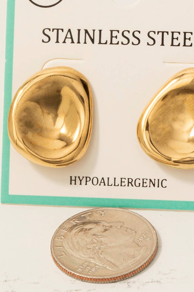 Oval Bowl Stud Earrings