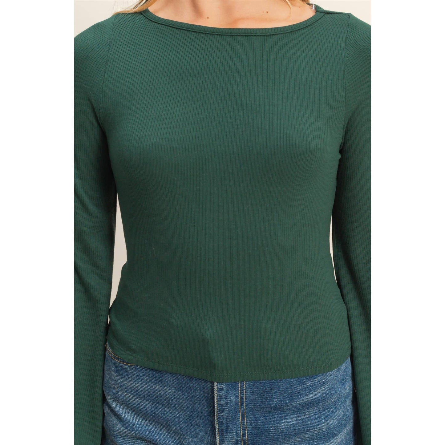 Long Sleeve Ribbed Knit Top