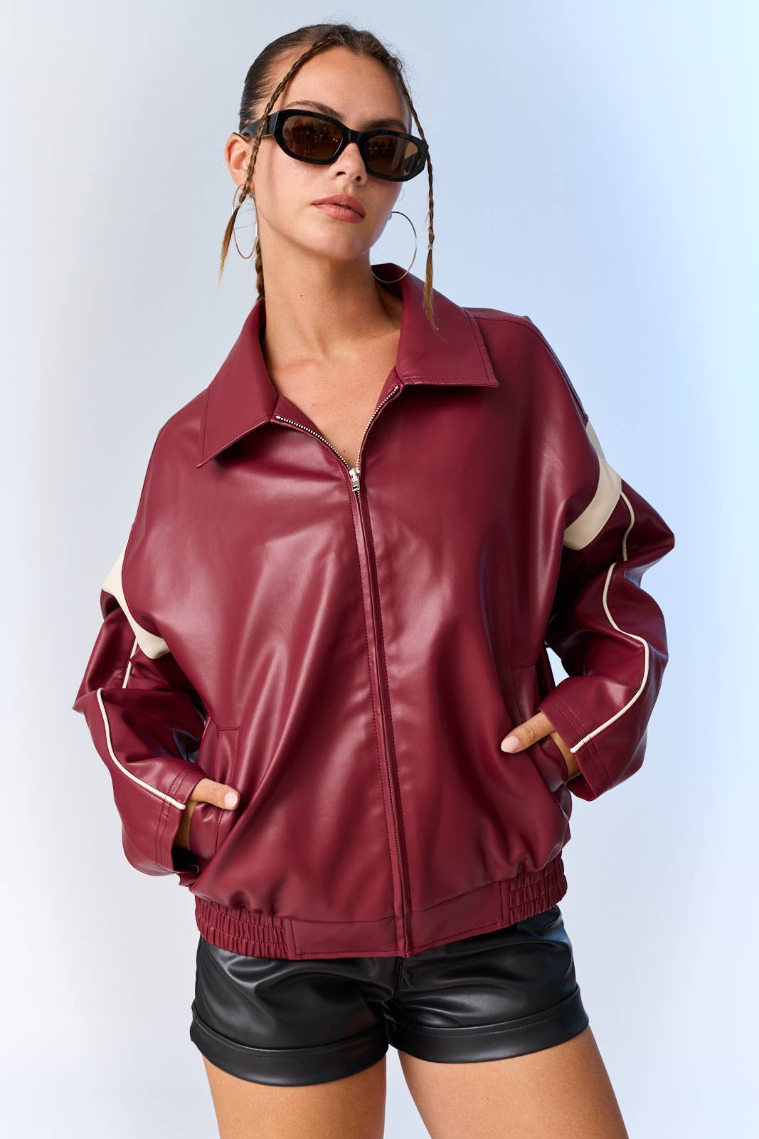 Ellie Faux Leather Racer Jacket