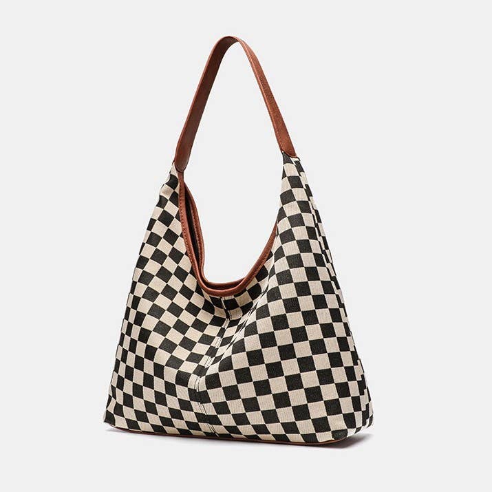Checkmate Canvas Hobo Bag