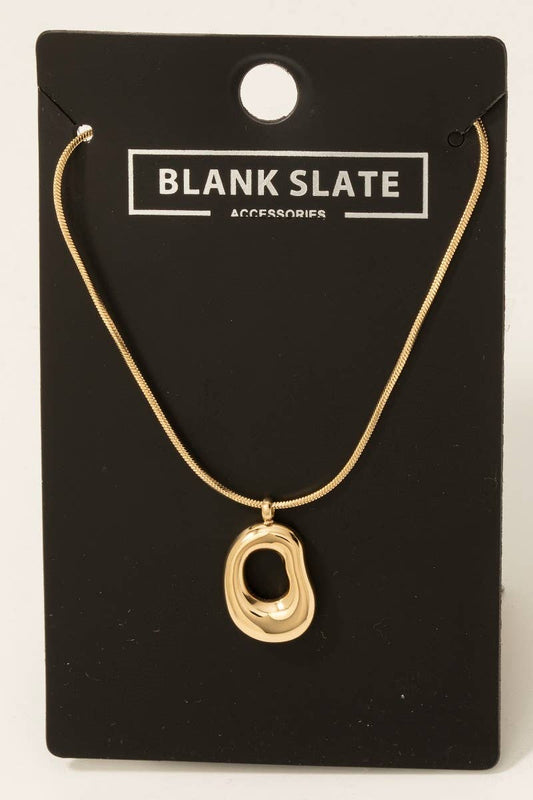 Warped Oval Pendant Necklace