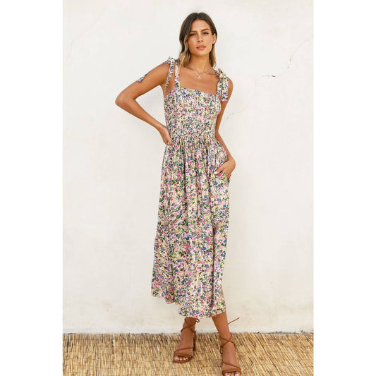 Floral Smocked Midi Dress
