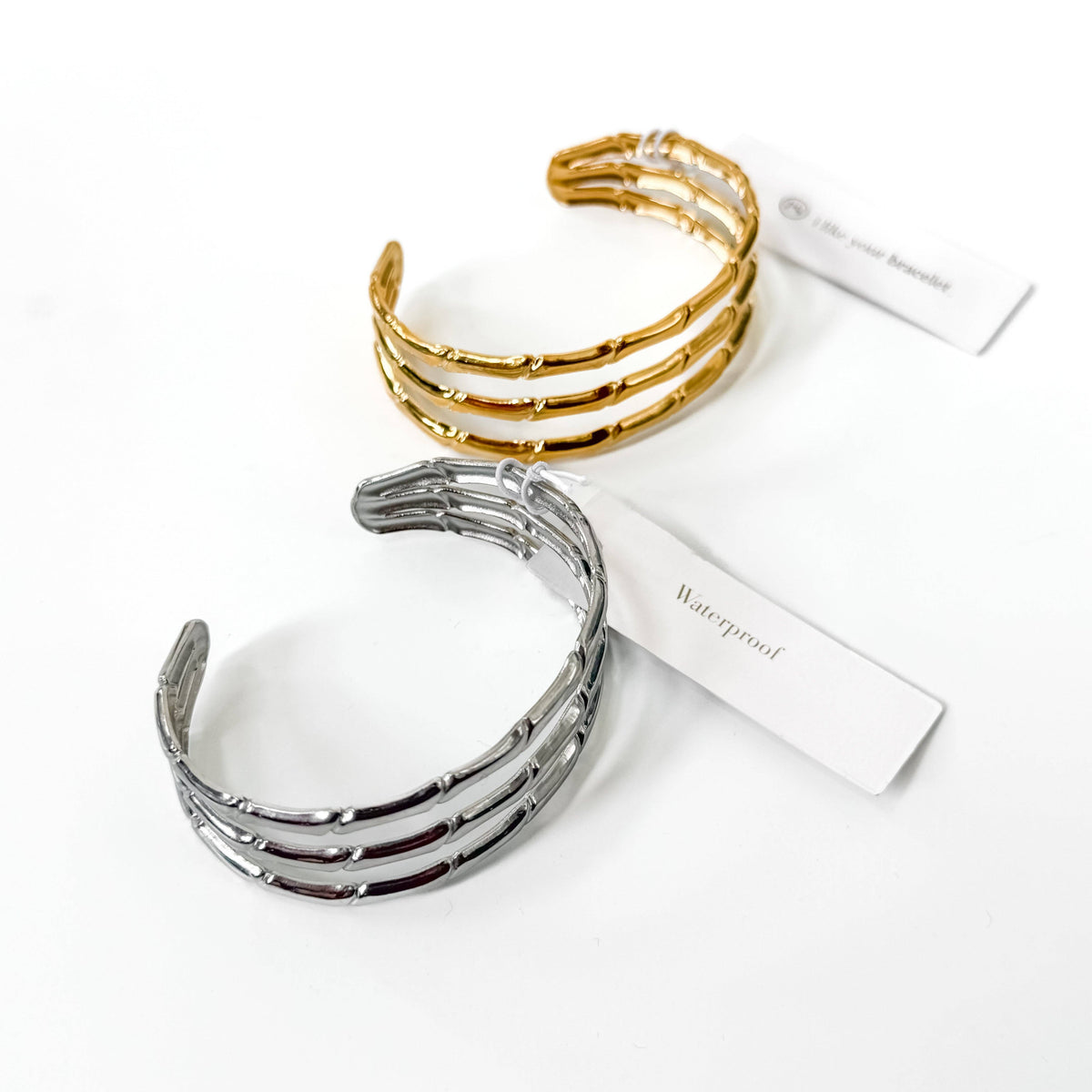 Bamboo Tier Open Bangle Bracelet - WATERPROOF