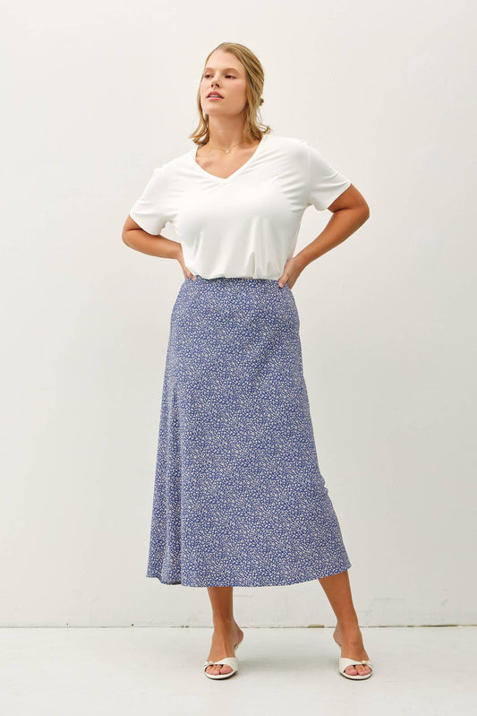 Plus Floral Midi Skirt