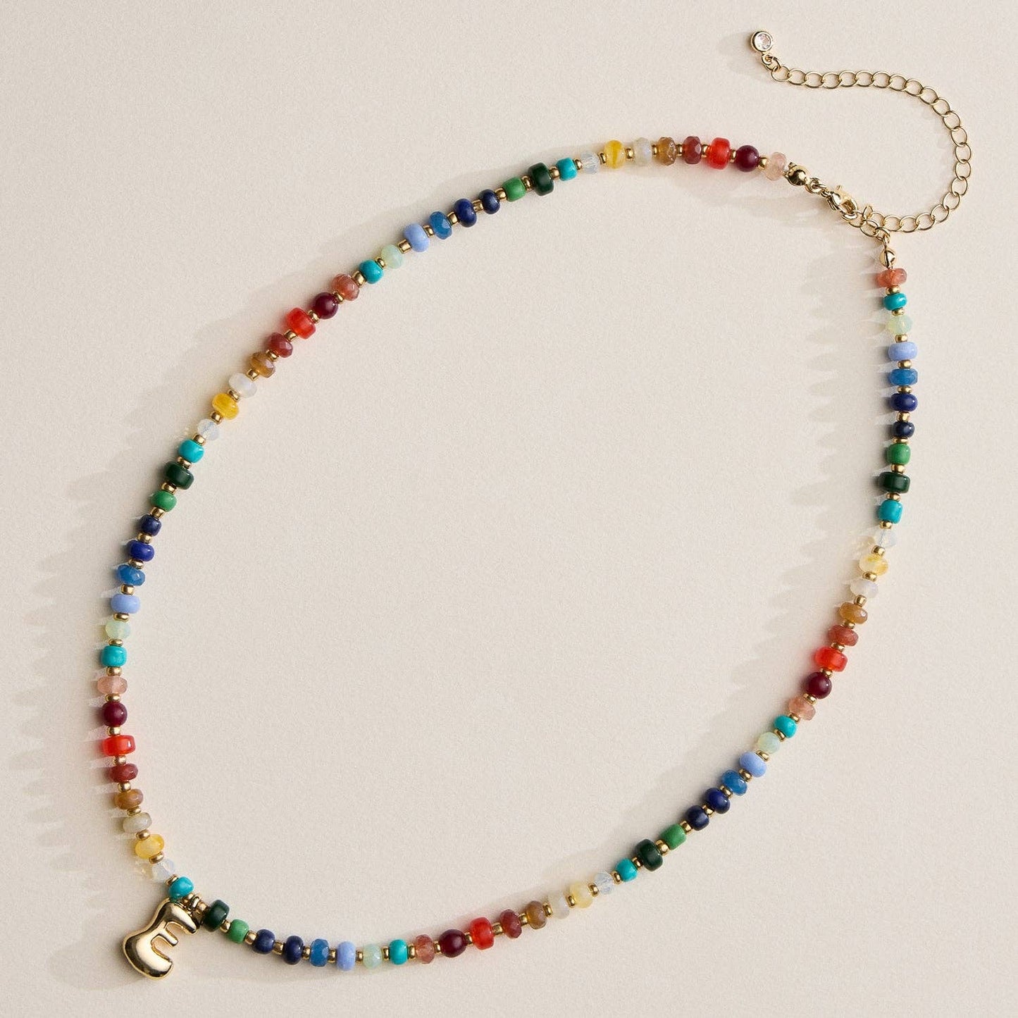 Beaded Initial Charm Necklace