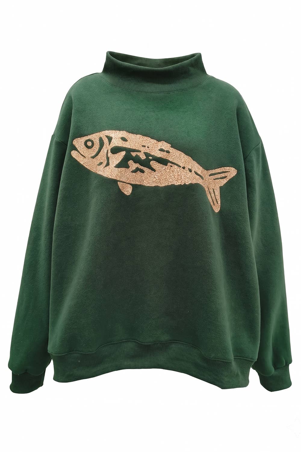 Catch of the Day Embroidered Mock-Neck Sweatshirt
