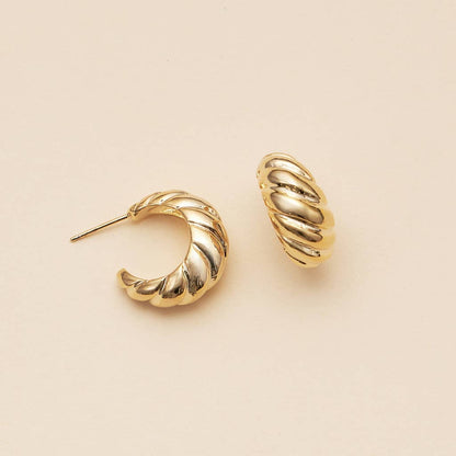 Twisted 18K Gold Dip Open Hoop Earrings