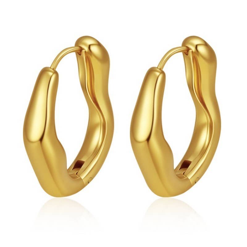 Golden Curve U-Huggie Hoops