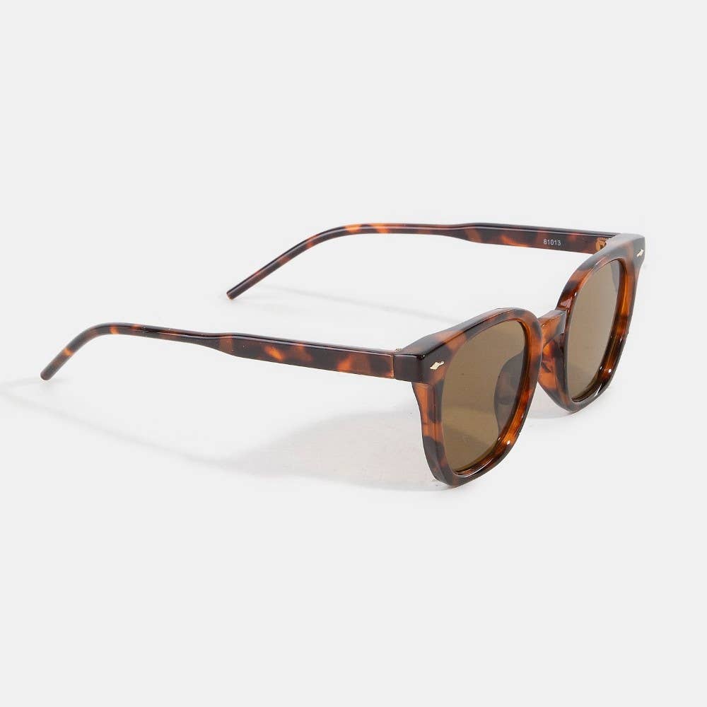 Round Tortoise Frame Sunglasses