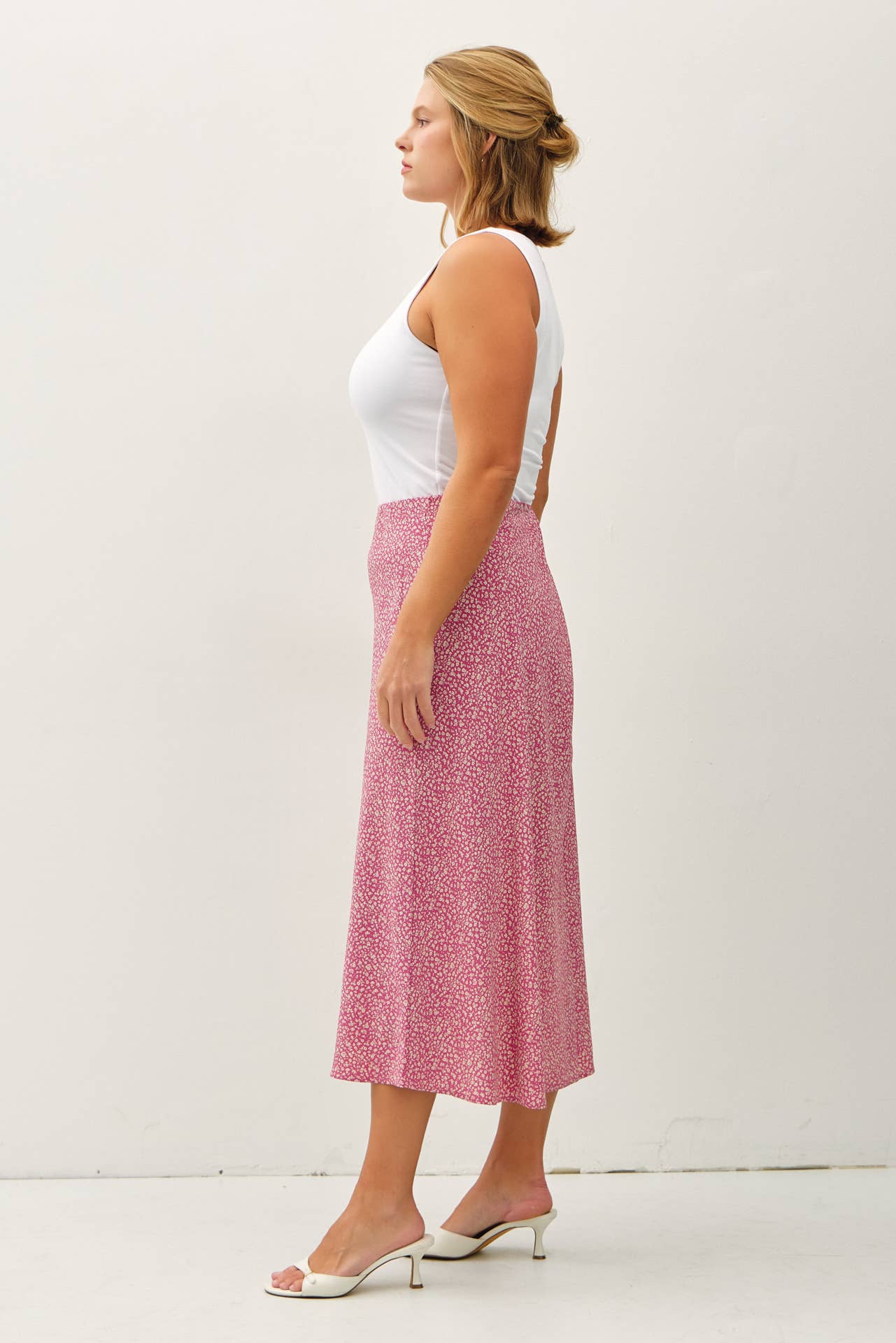 Plus Floral Midi Skirt