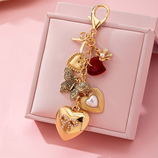 Heart Charm Bow Keychain