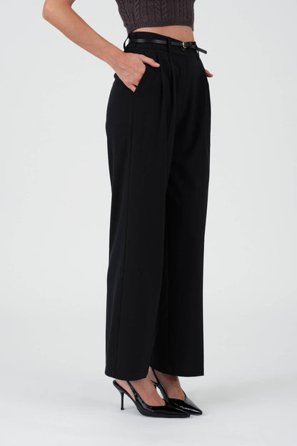 High-Waisted Pleated Wide-Leg Dress Pants