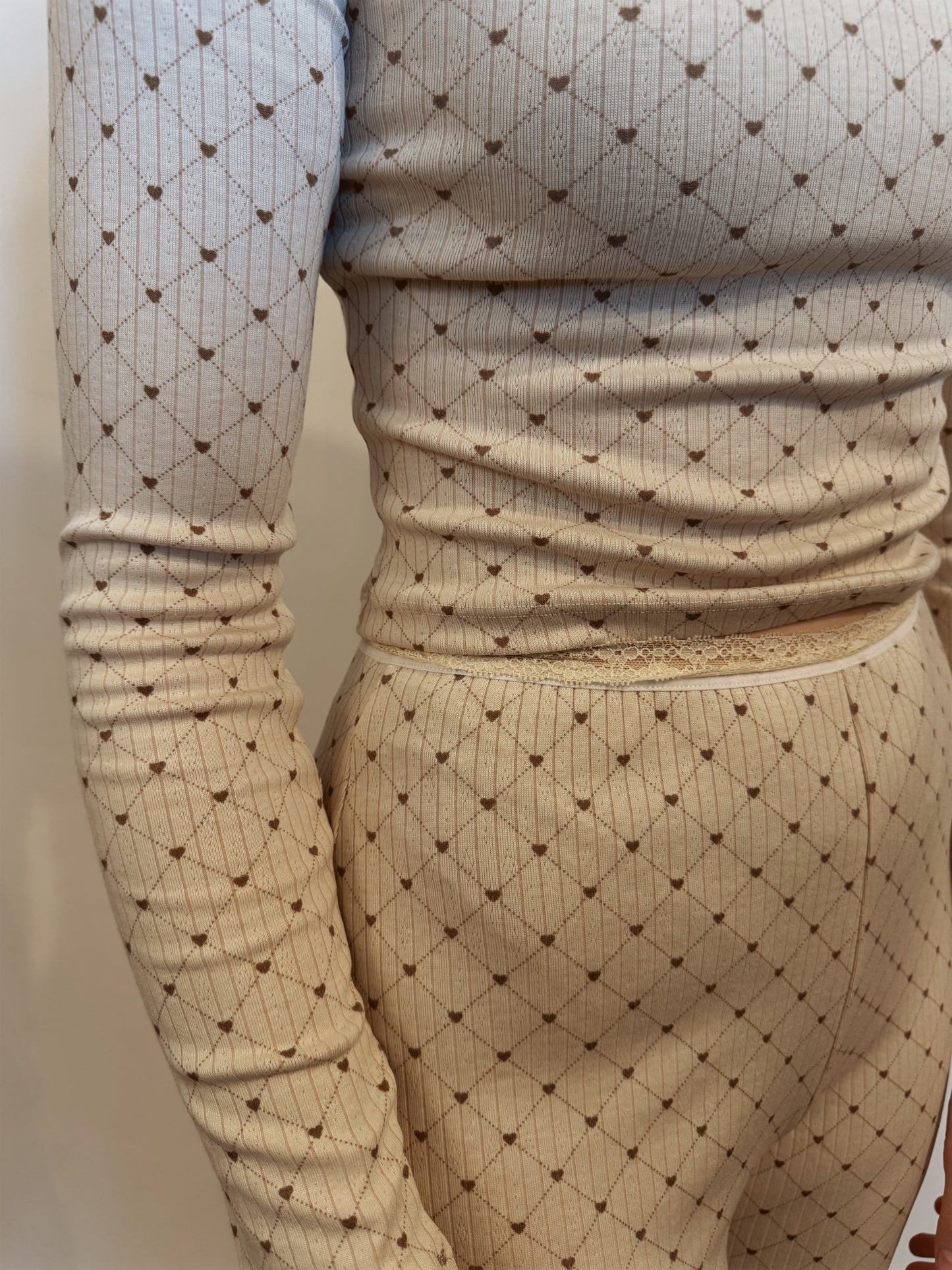 Heart Print Pointelle Lounge Set