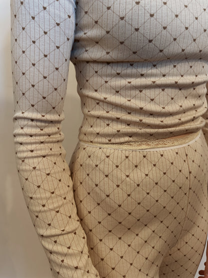 Heart Print Pointelle Lounge Set