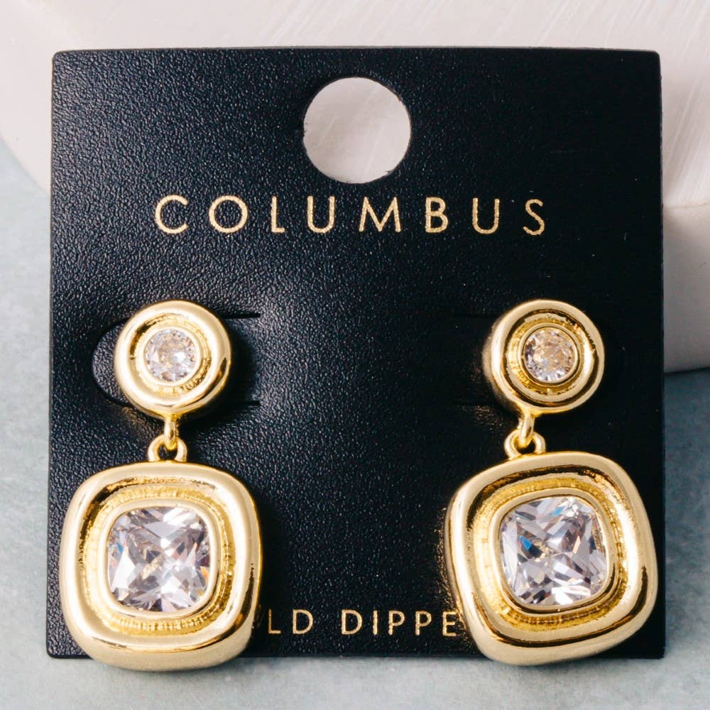 Golden Glow Cushion Drop Earrings