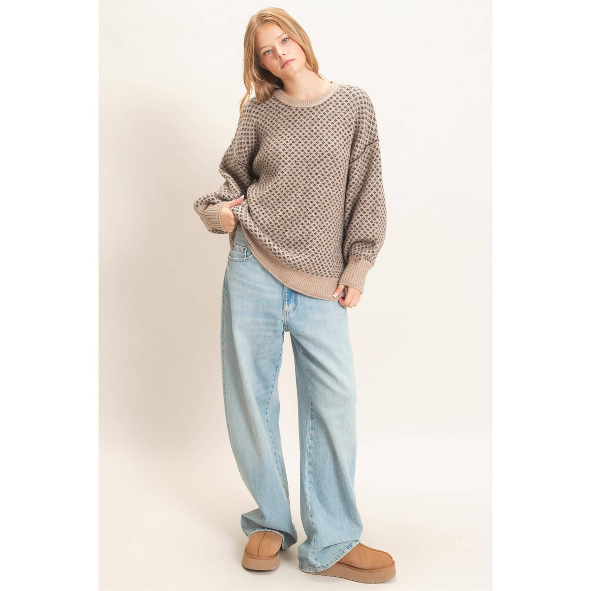Diamond Jacquard Knit Sweater