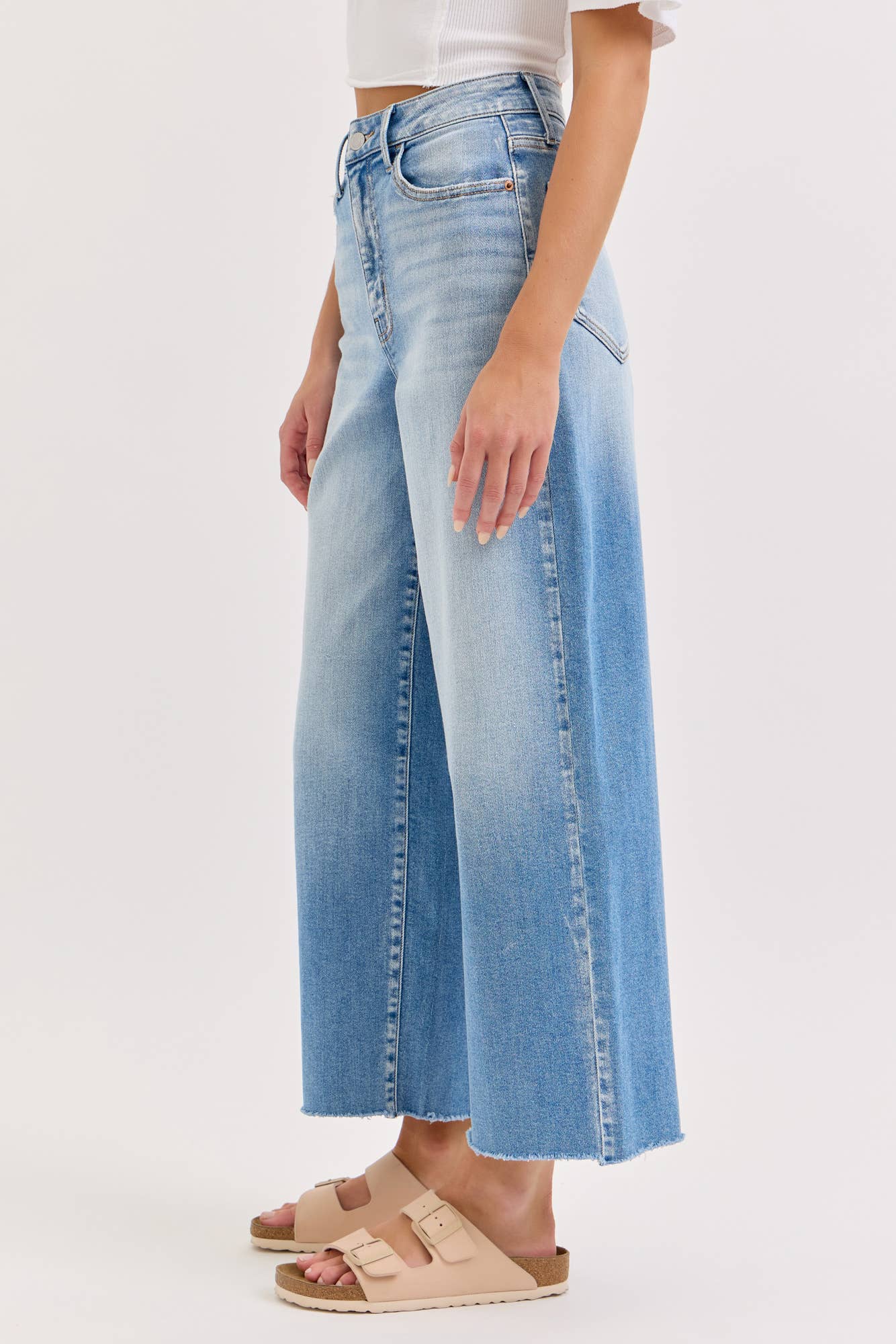 High Rise Crop Wide Leg with Raw Hem | Cello