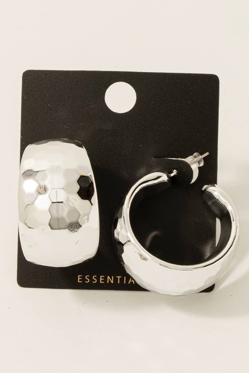 Faceted Wide Hoop Earrings