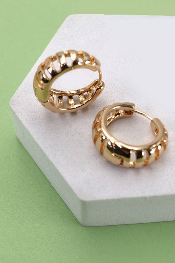 Stripe Cutout Hinged Hoop Earrings