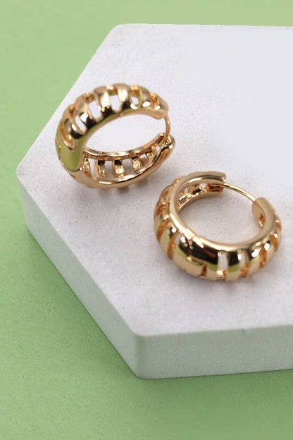 Stripe Cutout Hinged Hoop Earrings