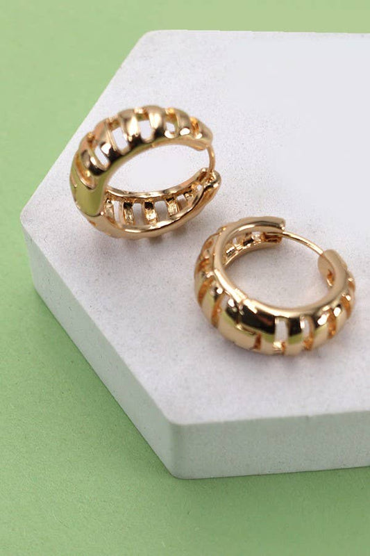 Stripe Cutout Hinged Hoop Earrings