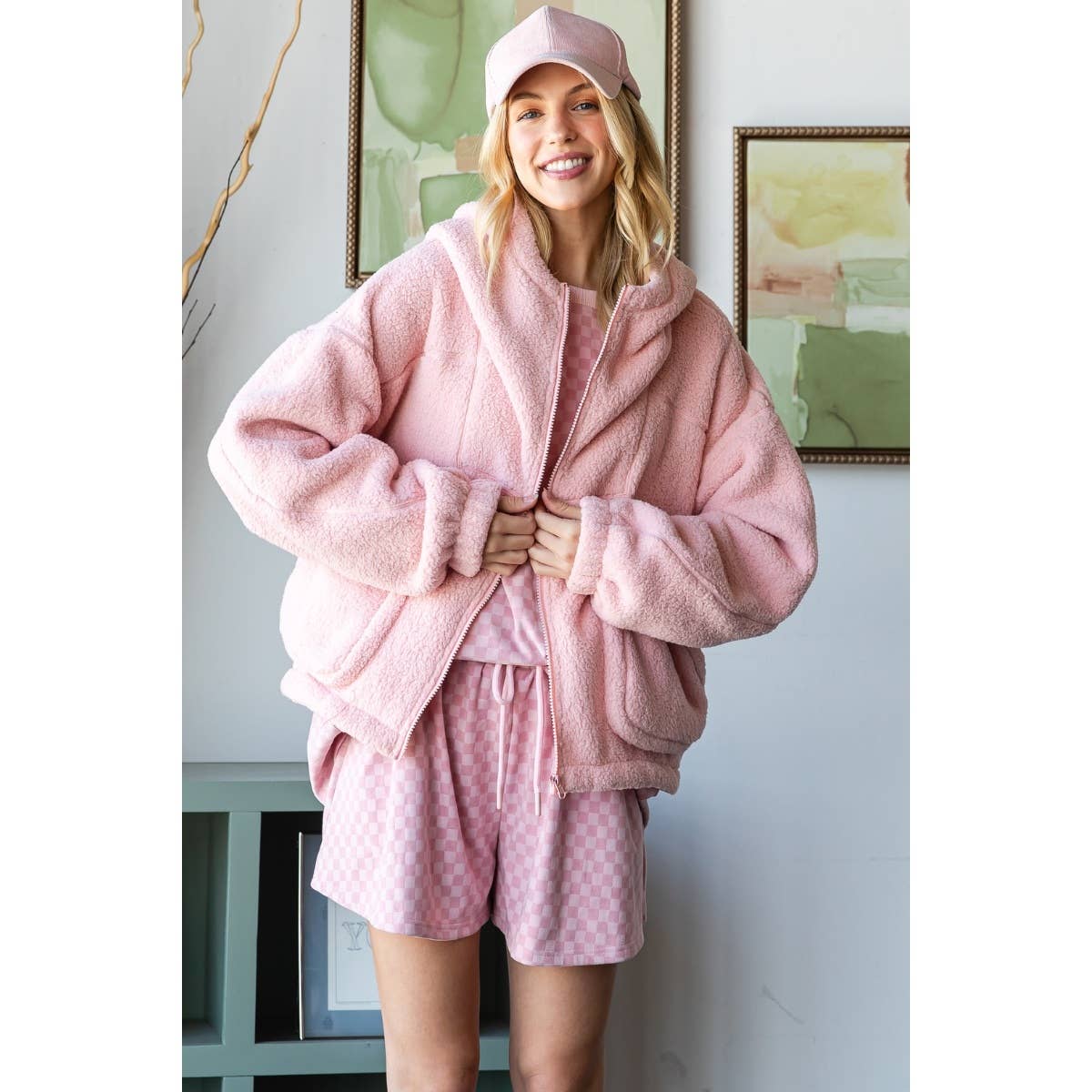 Oversized Teddy Bear Zip-Up Hoodie