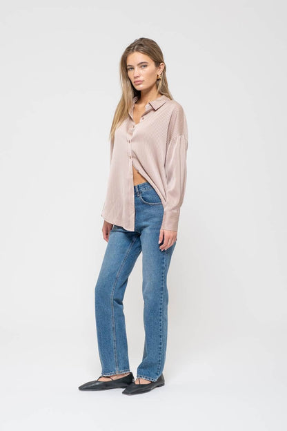 Eden Pinstripe Button-Down Top