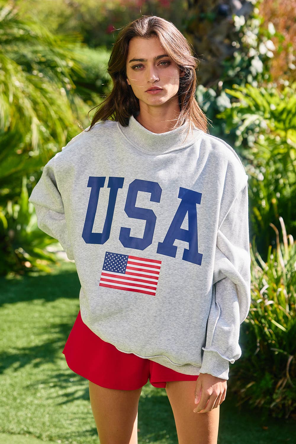 USA/America Print Reversible Mockneck