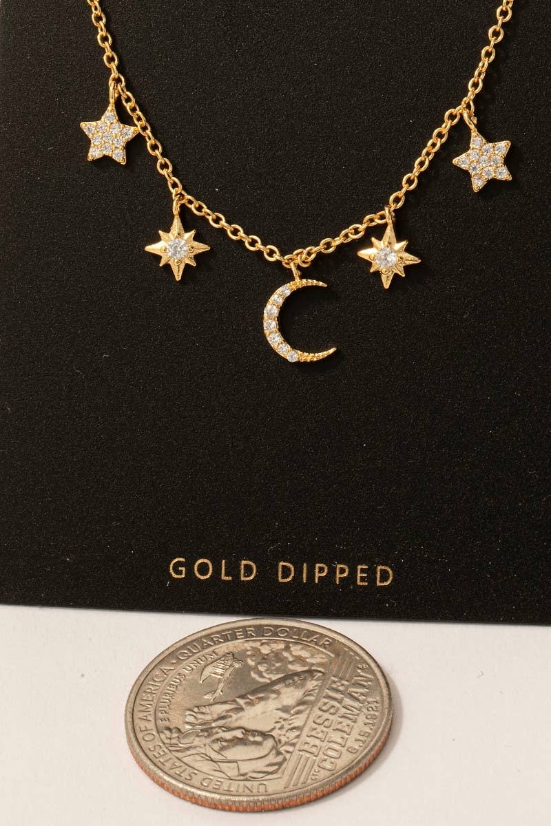 Star And Moon Charms Necklace