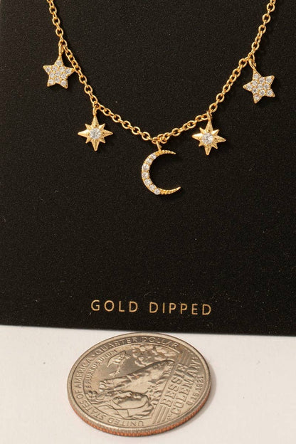 Star And Moon Charms Necklace