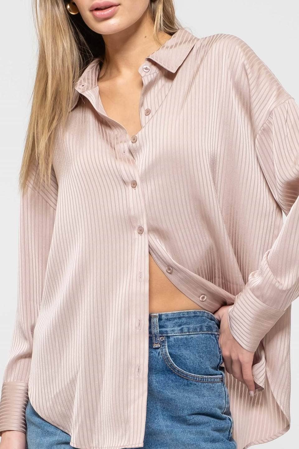 Eden Pinstripe Button-Down Top