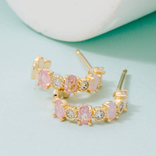Gold Dipped Pink Hoop Earrings