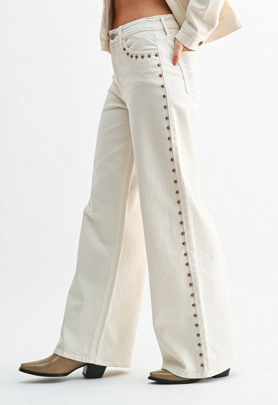 High Rise Studded Palazzo Wide Leg | JBD