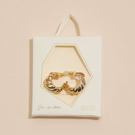 Twisted 18K Gold Dip Open Hoop Earrings