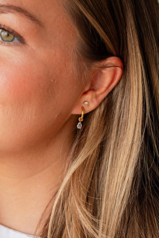 Tear Drop Dangle Hoop Earrings
