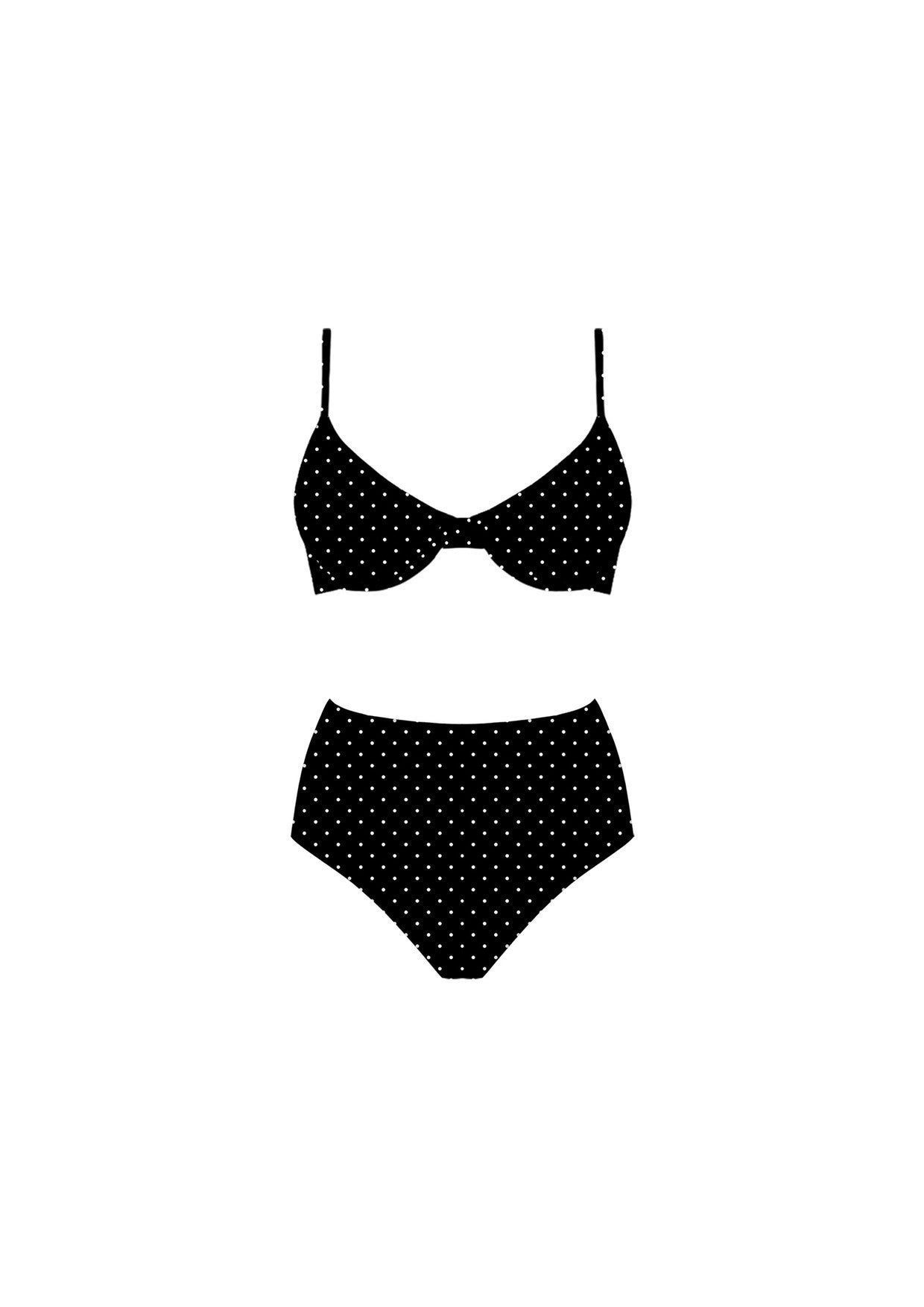 Polka Dot High Waisted Bikini Bottoms